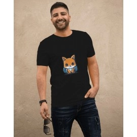 Baby Fox | SABEZY ESSENTIALS Cotton Regular Men's T-Shirt | Black