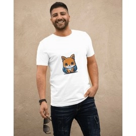 Baby Fox | SABEZY ESSENTIALS Cotton Regular Men's T-Shirt | White