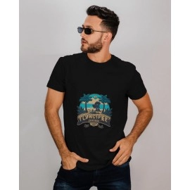 Beach View | SABEZY ESSENTIALS Cotton Regular Men's T-Shirt | Black