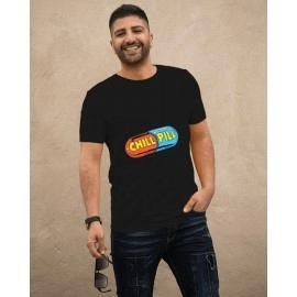 Chill Pill | SABEZY ESSENTIALS Cotton Regular Men's T-Shirt | Black