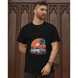 Classic Vintage Car | SABEZY ESSENTIALS Cotton Regular Men's T-Shirt | Black