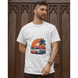 Classic Vintage Car | SABEZY ESSENTIALS Cotton Regular Men's T-Shirt | White