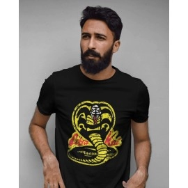 Cobra Kai | SABEZY ESSENTIALS Cotton Regular Men's T-Shirt | Black