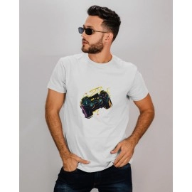 Gamepad | SABEZY ESSENTIALS Cotton Regular Men's T-Shirt | White