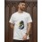 Ocean Waves And Palm Tree | SABEZY ESSENTIALS Cotton Regular Men's T-Shirt | White