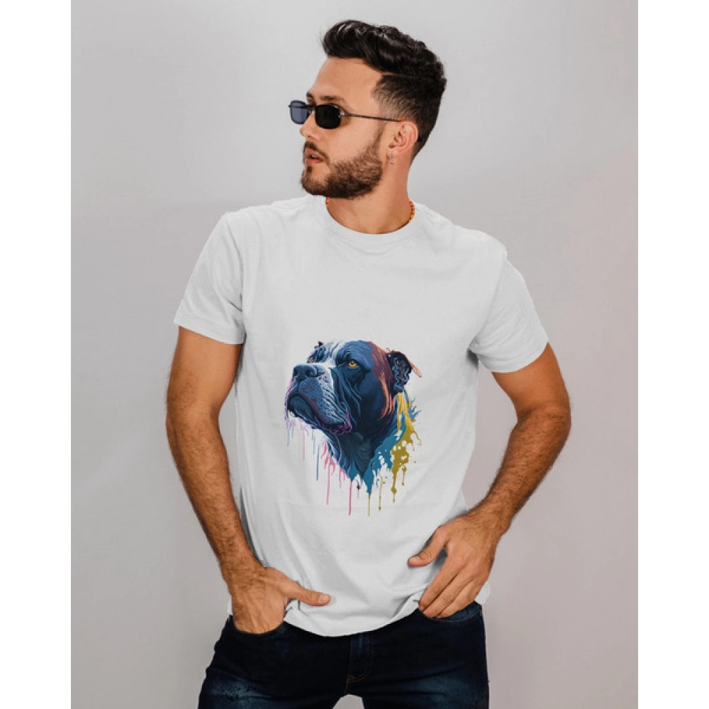 Pit Bull | SABEZY ESSENTIALS Cotton Regular Men's T-Shirt | White