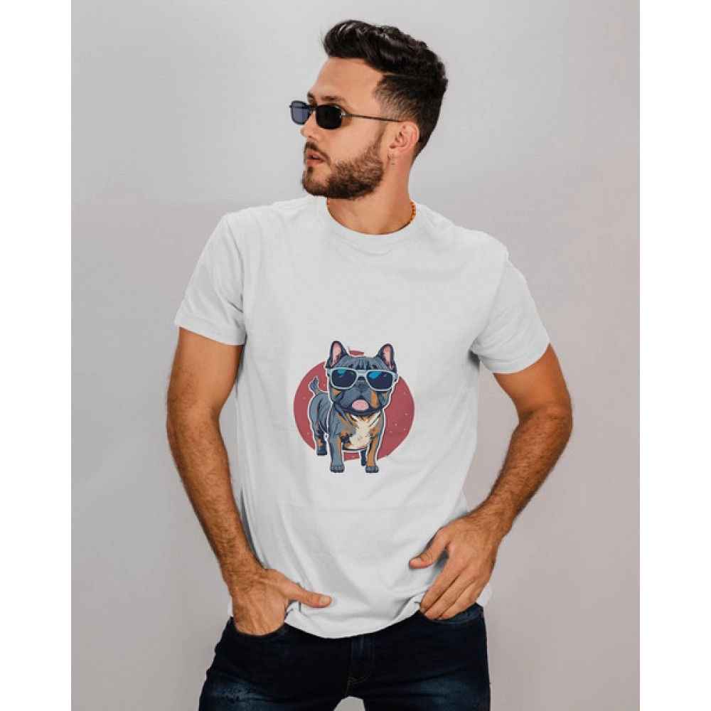 Pug | SABEZY ESSENTIALS Cotton Regular Men's T-Shirt | White