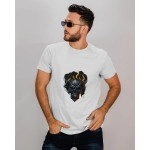 Skull Fire | SABEZY ESSENTIALS Cotton Regular Men's T-Shirt | White