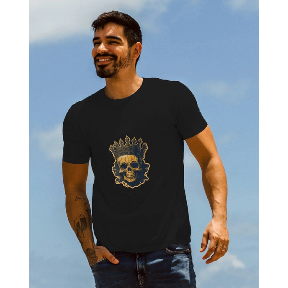 Skull King | SABEZY ESSENTIALS Cotton Regular Men's T-Shirt | Black