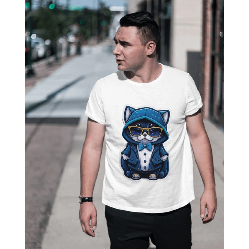 Suite Cat | SABEZY ESSENTIALS Cotton Regular Men's T-Shirt | White