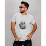 Tiny Owl | SABEZY ESSENTIALS Cotton Regular Men's T-Shirt | White