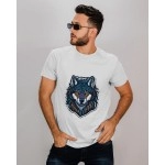 Wolf | SABEZY ESSENTIALS Cotton Regular Men's T-Shirt | White