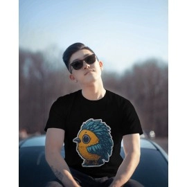 Yellow Tweet | SABEZY ESSENTIALS Cotton Regular Men's T-Shirt | Black