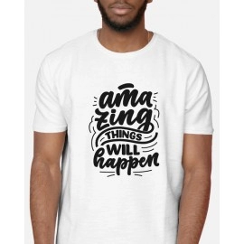 Amazing Things Will Happen | SABEZY ESSENTIALS Cotton Regular Men's T-Shirt | White