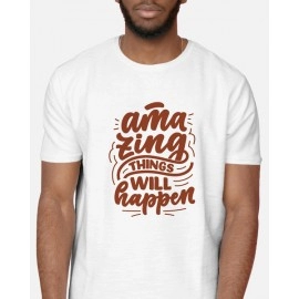 Amazing Things Will Happen | SABEZY ESSENTIALS Cotton Regular Men's T-Shirt | White