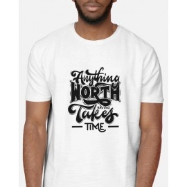 Anything Is Worth | SABEZY ESSENTIALS Cotton Regular Men's T-Shirt | White