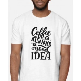 Coffee is Always a Good Idea | SABEZY ESSENTIALS Cotton Regular Men's T-Shirt | White