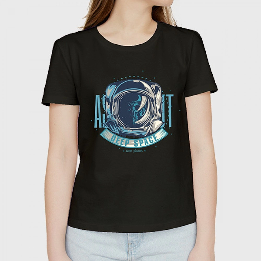 Deep Space | SABEZY ESSENTIALS Cotton Regular Women's T-Shirt | Black