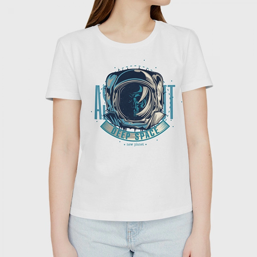 Deep Space | SABEZY ESSENTIALS Cotton Regular Women's T-Shirt | White