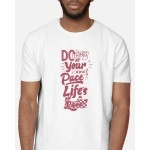 Do Things At Your Peace | SABEZY ESSENTIALS Cotton Regular Men's T-Shirt | White