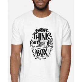 Don't Think Outside The Box | SABEZY ESSENTIALS Cotton Regular Men's T-Shirt | White