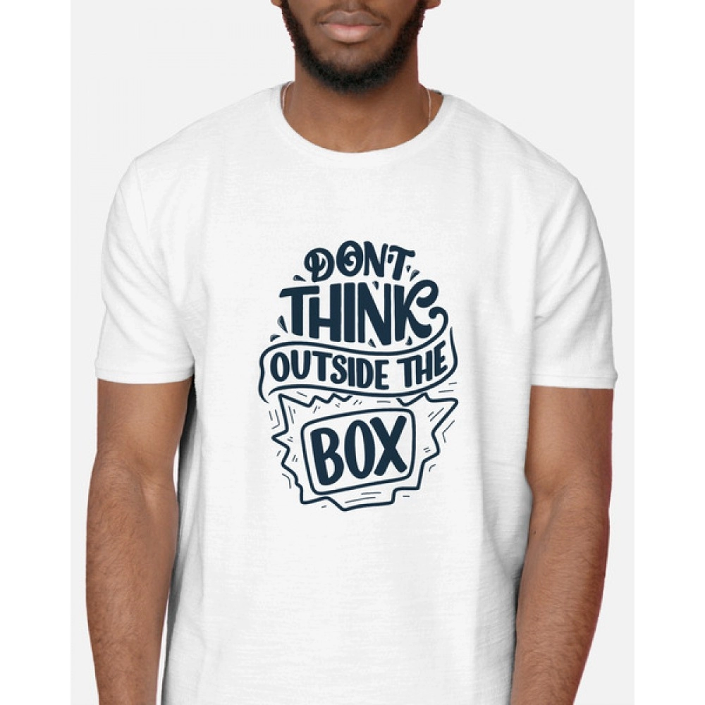 Don't Think Outside The Box | SABEZY ESSENTIALS Cotton Regular Men's T-Shirt | White