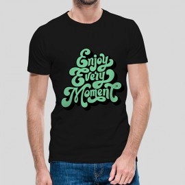Enjoy Every Moment | SABEZY ESSENTIALS Cotton Regular Men's T-Shirt | Black