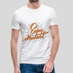 Enjoy The Moment | SABEZY ESSENTIALS Cotton Regular Men's T-Shirt | White