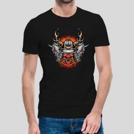 Samurai Skull | Fancy Men's Black Tshirt