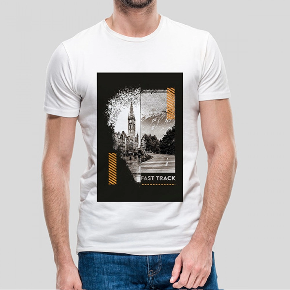 Fast Track | SABEZY ESSENTIALS Cotton Regular Men's T-Shirt | White