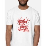 Fueled With Happy Thoughts | SABEZY ESSENTIALS Cotton Regular Men's T-Shirt | White