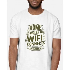 Home is Where The Wifi Connects | SABEZY ESSENTIALS Cotton Regular Men's T-Shirt | White