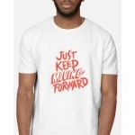 Just Keep Moving Forward | SABEZY ESSENTIALS Cotton Regular Men's T-Shirt | White