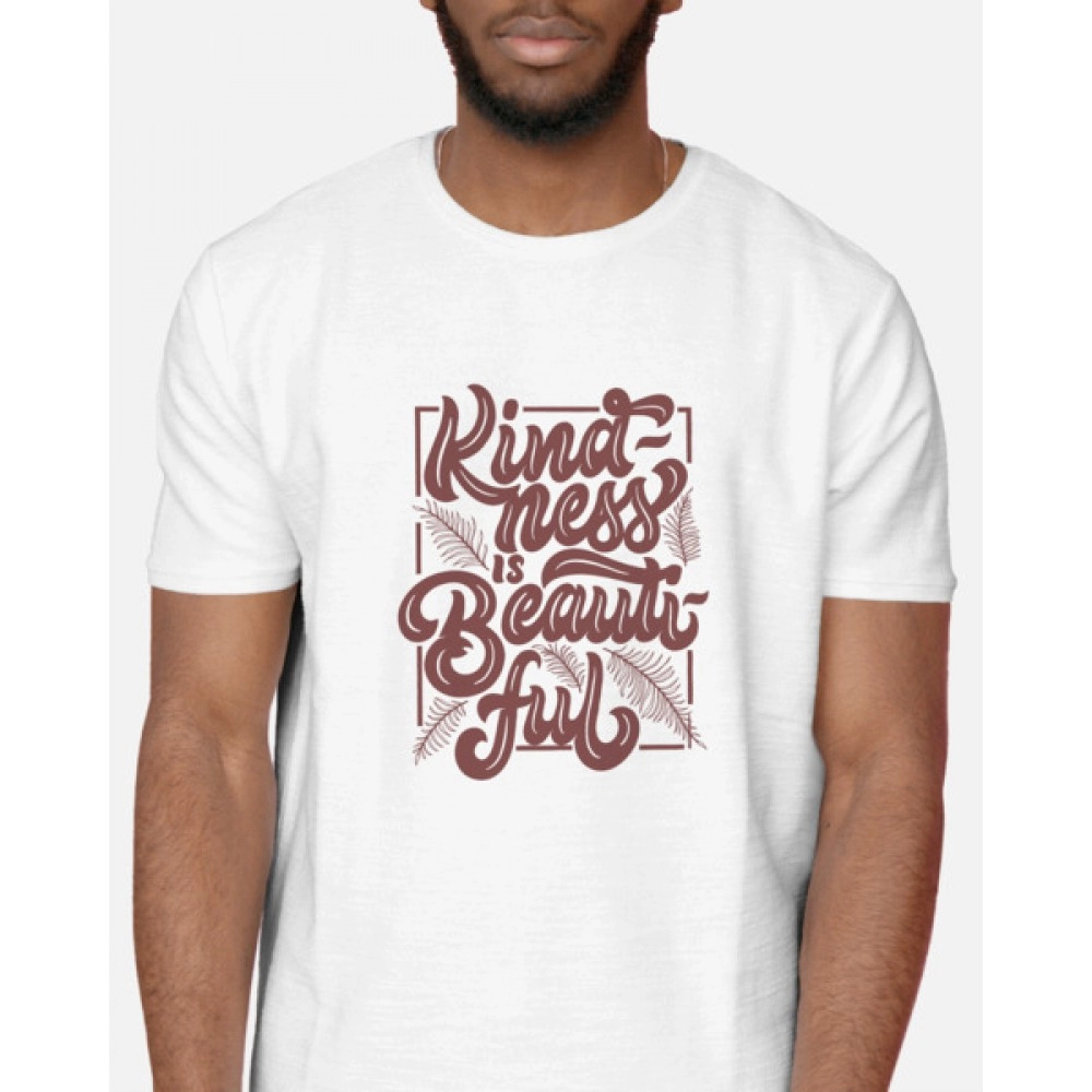 Kindness Is Beautiful | SABEZY ESSENTIALS Cotton Regular Men's T-Shirt | White
