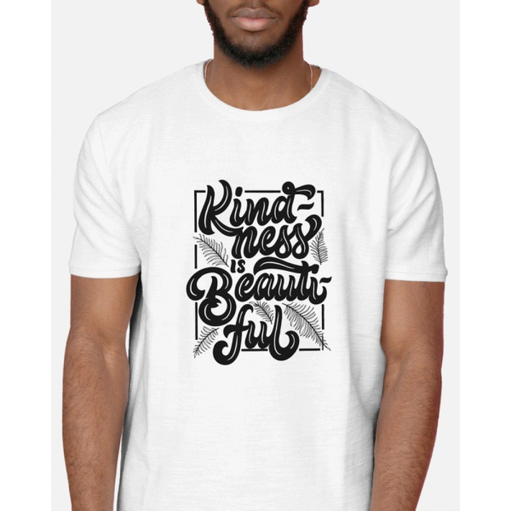 Kindness Is Beautiful | SABEZY ESSENTIALS Cotton Regular Men's T-Shirt | White