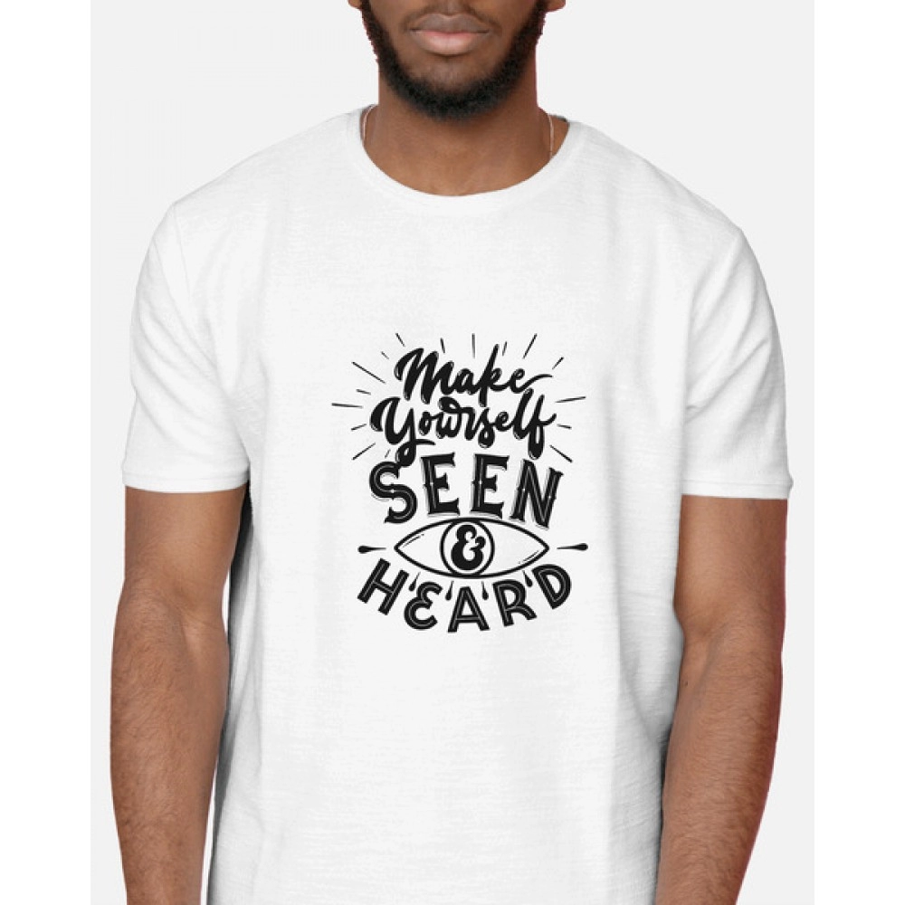 Make Yourself Seen | SABEZY ESSENTIALS Cotton Regular Men's T-Shirt | White