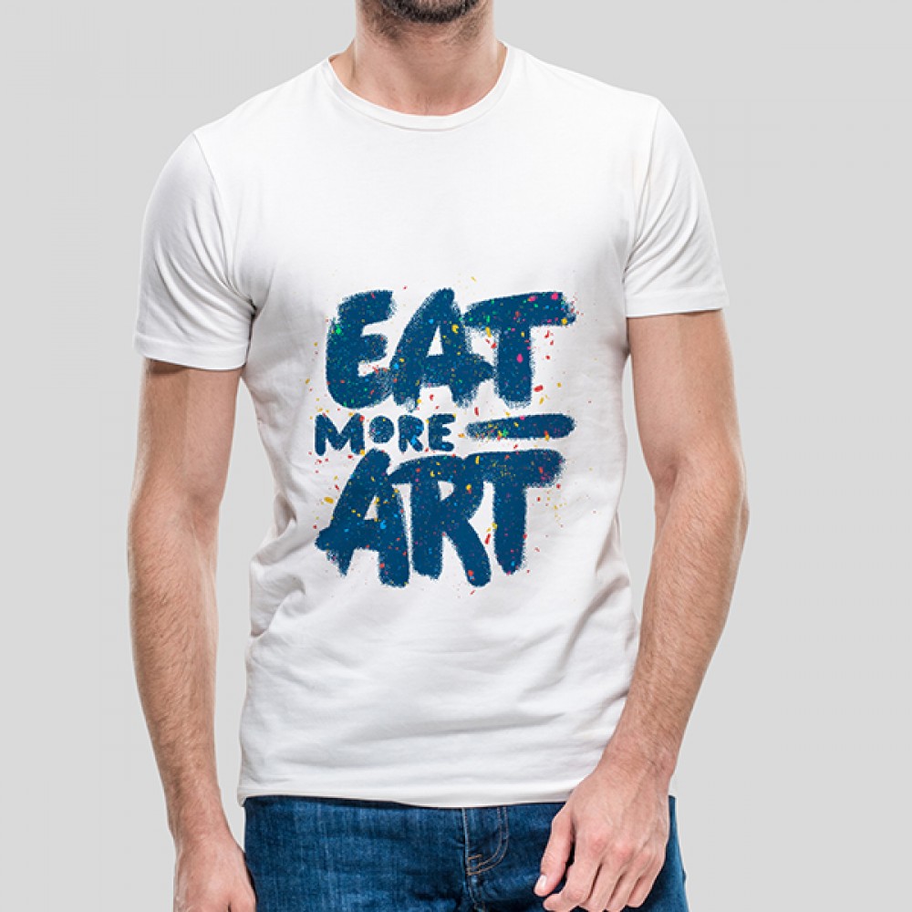Eat More Art | Mens Cotton Style Round Neck White T-Shirt