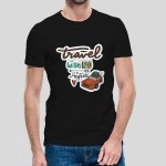 Travel With No Regret | Mens Regular Fit Black T-shirt