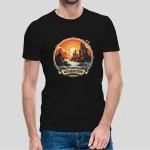 Adventure | Mens Regular Fit Cotton Blend Printed Black T-Shirt