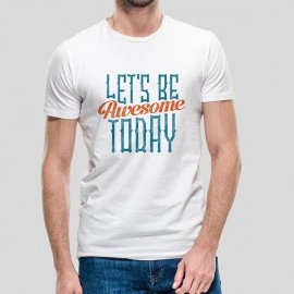 Let's Be Awesome Today | Mens Solid Round Neck Cotton White T-Shirt
