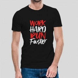Work Hard Run Faster | Mens Slim Fit Black T-shirt