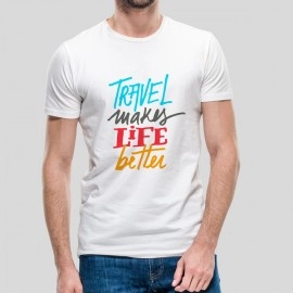 Travel Makes Life Better | Oversized Baggy Fit White T-shirt