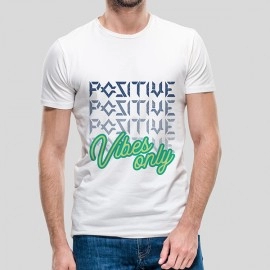 Positive Vibes | SABEZY ESSENTIALS Cotton Regular Men's T-Shirt | White