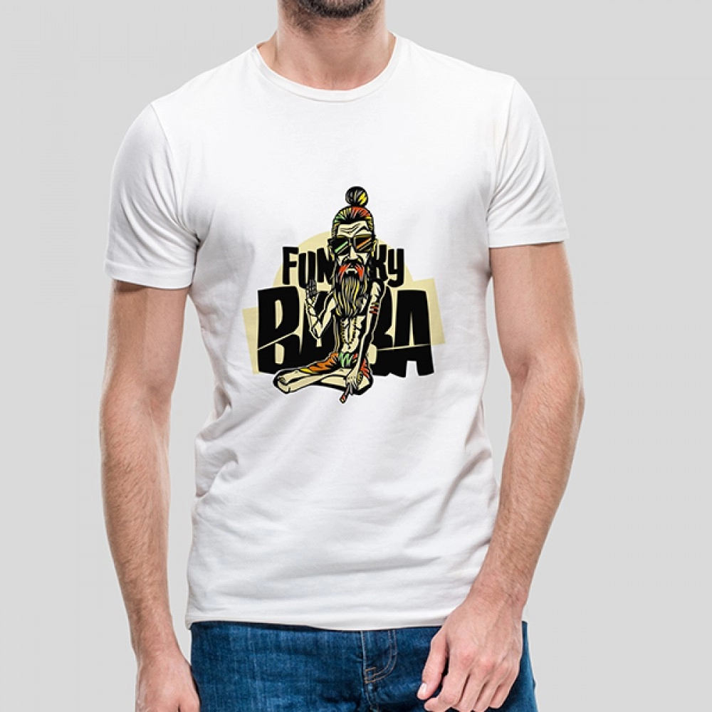 Funky Baba | Regular Fit 100% Cotton Casual White T-Shirt