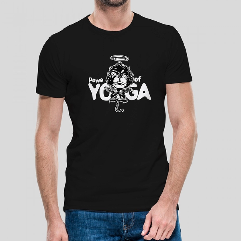 Power of Yoga | Regular Fit Round Neck Mens Black Tshirt