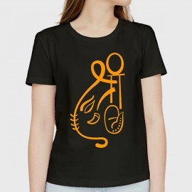 Shree Ganesha | SABEZY ESSENTIALS Cotton Regular Women's T-Shirt | Black