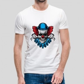 Scary Skull Clown | Printed Men's White Tshirt