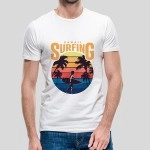 Hawaii Surfing | Solid Mens Round Neck Half Sleeve Cotton White T-Shirt