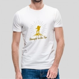 Straight To The Top | Solid Mens Round Neck Half Sleeve Sports White T-Shirt