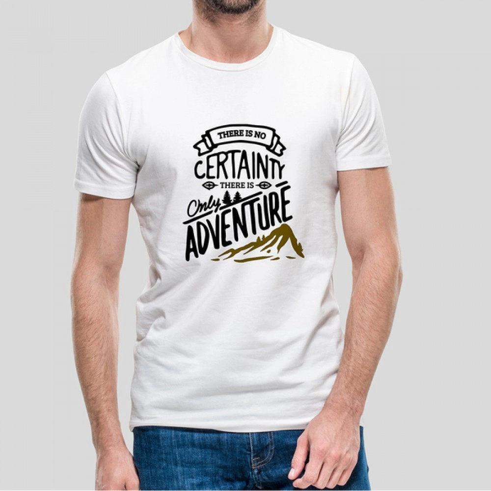 Only Adventure | Solid Mens Round Neck Half Sleeve White T-Shirt